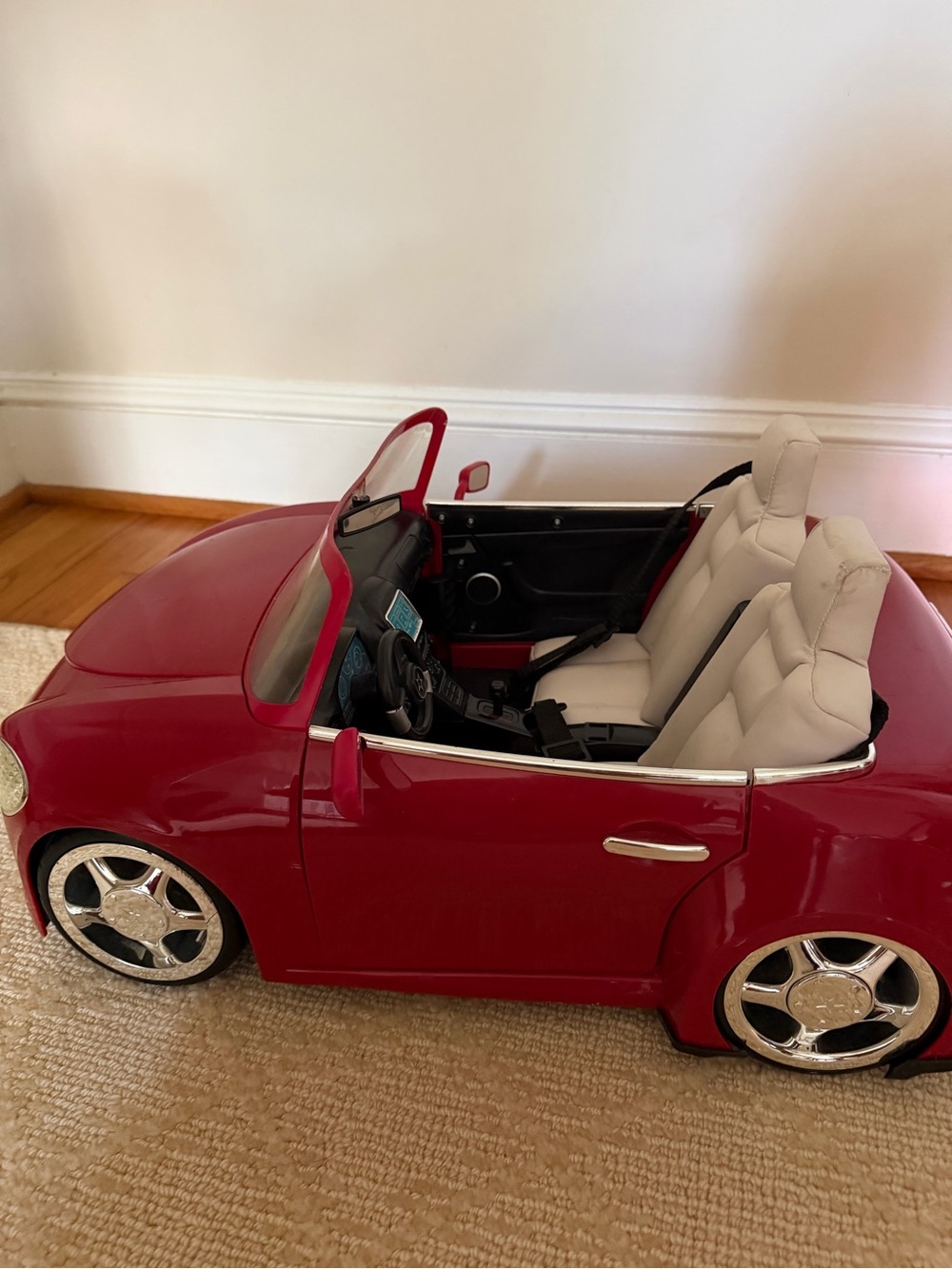 2016 American Girl Doll Red Remote Control Sports Car with White Seats - Picture 5 of 6